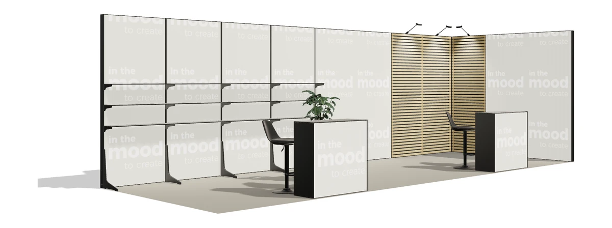 Okładka oferty stoiska stoisko narozne prawe 8x3 m100 led  ekspozycyjny z0 r1 s0 l1 e0 p0 w2 m0 g0 a2 v2 o1
