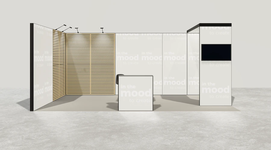 Od frontu stoiska targowego stoisko narozne lewe 6x4 m100 led pelny z0 r0 s2 l1 e1 p0 w0 m0 g1 a2 v2 o5
