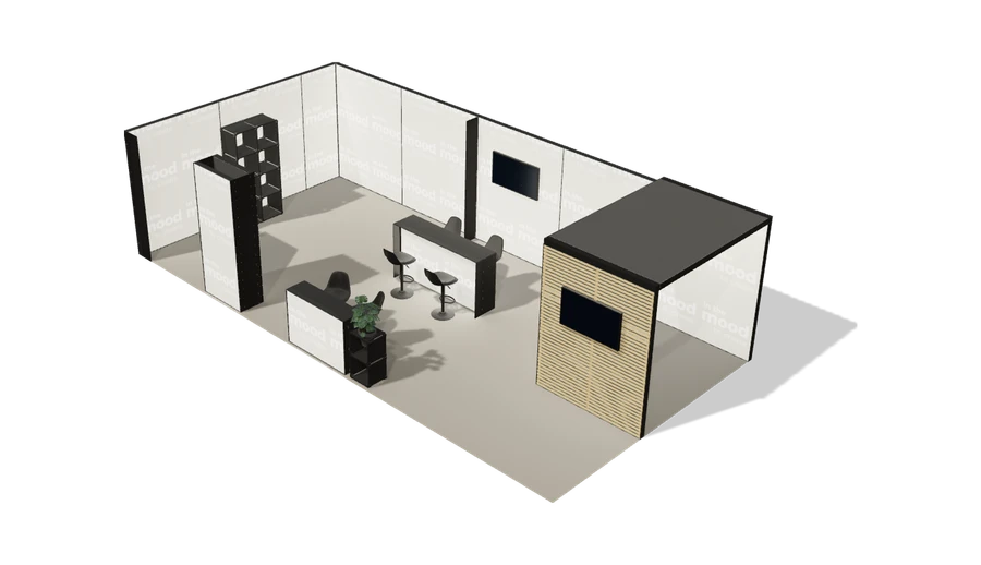 Układ z góry stoiska targowego stoisko narozne lewe 10x5 m100 led  pelny z0 r0 s2 l1 e1 p0 w0 m0 g0 a3 v2 o2