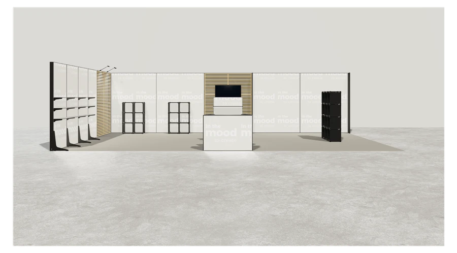 Od frontu stoiska targowego stoisko narozne lewe 10x6 m100 led ekspozycyjny z0 r1 s0 l1 e1 p0 w1 m0 g0 a0 v2 o2
