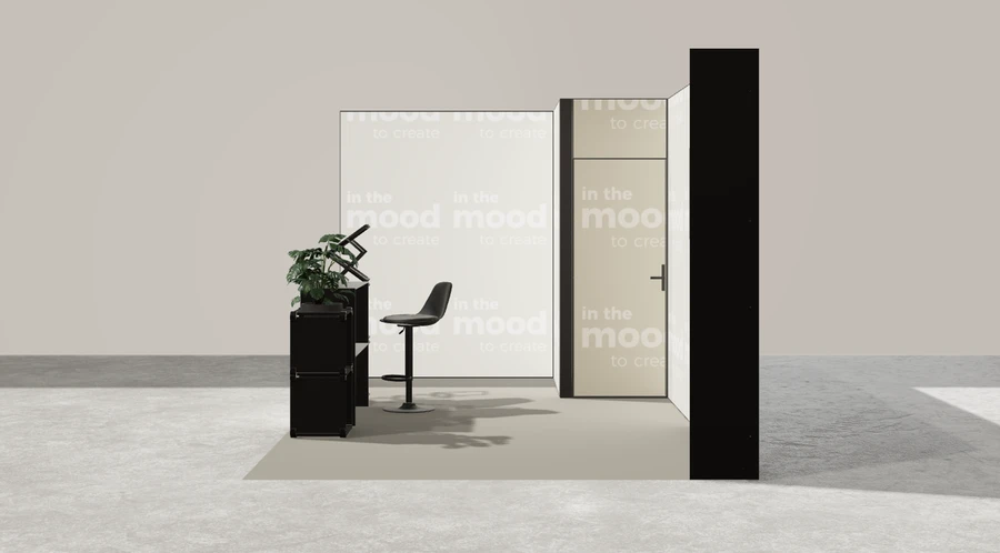 Z boku stoiska targowego stoisko narozne lewe 5x3 m100 led  z zapleczem z2 r0 s0 l1 e1 p0 w0 m0 g0 a0 v2 o2