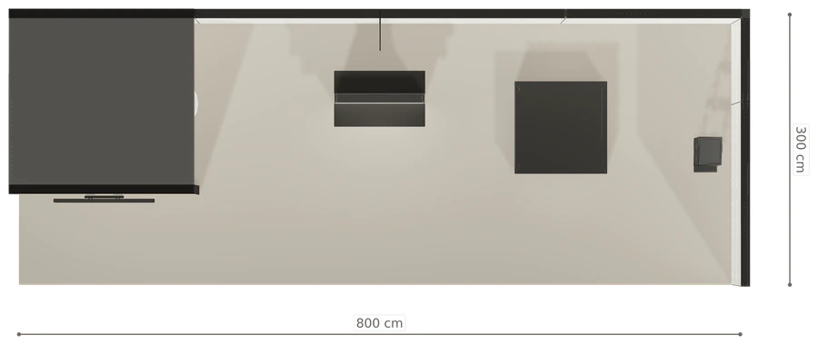 Rzut z góry stoiska stoisko narozne prawe 8x3 m100 led pelny z0 r0 s1 l0 e1 p0 w0 m0 g0 a3 v2 o5
