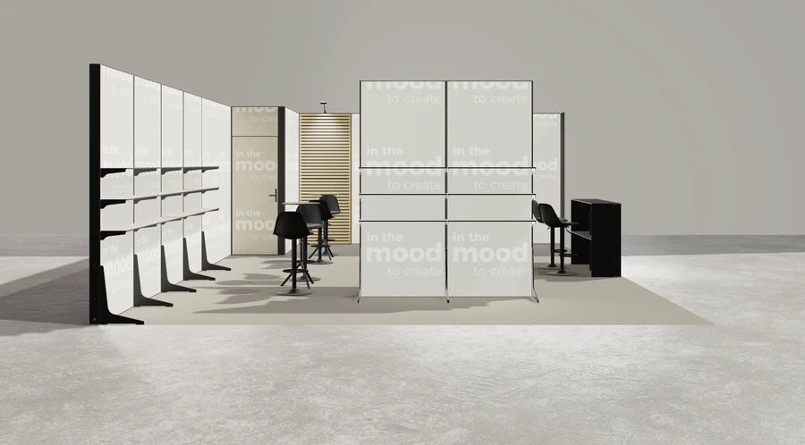 Z boku stoiska targowego stoisko narozne prawe 8x6 m100 led  ekspozycyjny xl z1 r2 s0 l1 e0 p0 w2 m0 g0 a2 v2 o3