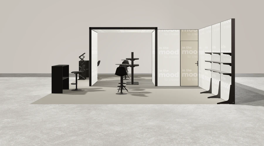 Z boku stoiska targowego stoisko polwyspowe 10x6 m100 led  pelny xl z3 r1 s2 l1 e0 p0 w0 m0 g0 a4 v2 o7