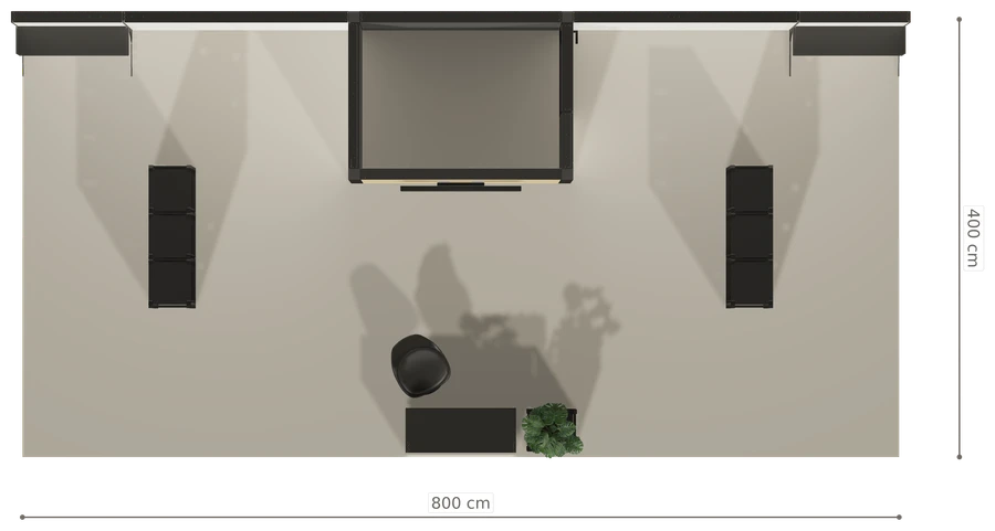 Rzut z góry stoiska stoisko polwyspowe 8x4 m100 led  ekspozycyjny z2 r1 s0 l1 e1 p0 w0 m0 g0 a1 v2 o3