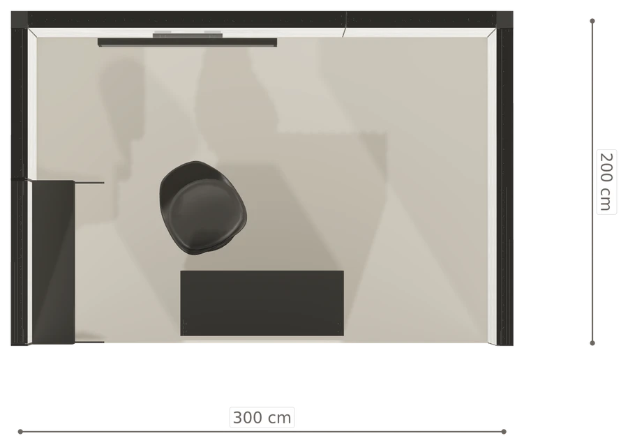 Rzut z góry stoiska stoisko szeregowe 3x2 m100 led ekspozycyjny z0 r1 s0 l1 e1 p0 w2 m0 g0 a4 v2 o5