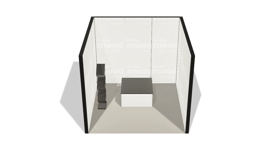 Układ z góry stoiska targowego stoisko szeregowe 3x3 m100 led  podstawowy z0 r0 s0 l0 e0 p0 w0 m0 g0 a4 v2 o5
